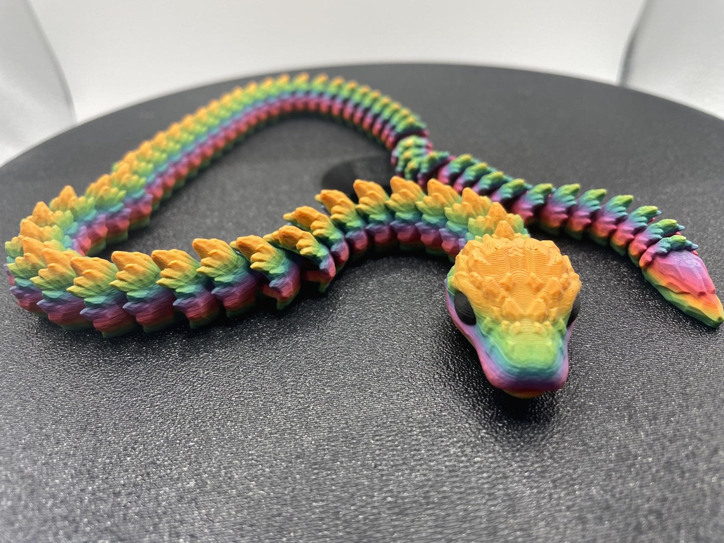 Articulated Crystal Rainbow Snake 3D printed colour Fantasy Decor