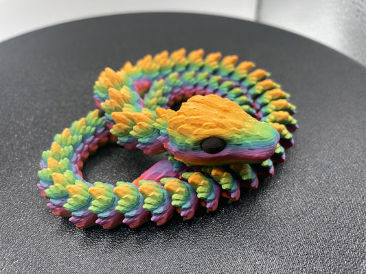 Articulated Crystal Rainbow Snake 3D printed colour Fantasy Decor